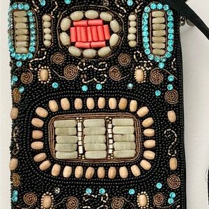 Beaded Black and Turquoise Clutch